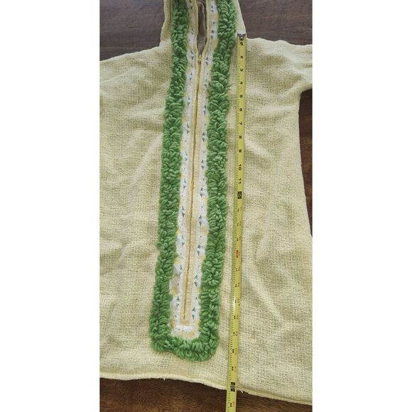 Vintage handmade baby bunting w bunny trim yellow green Easter lined - Picture 6 of 13